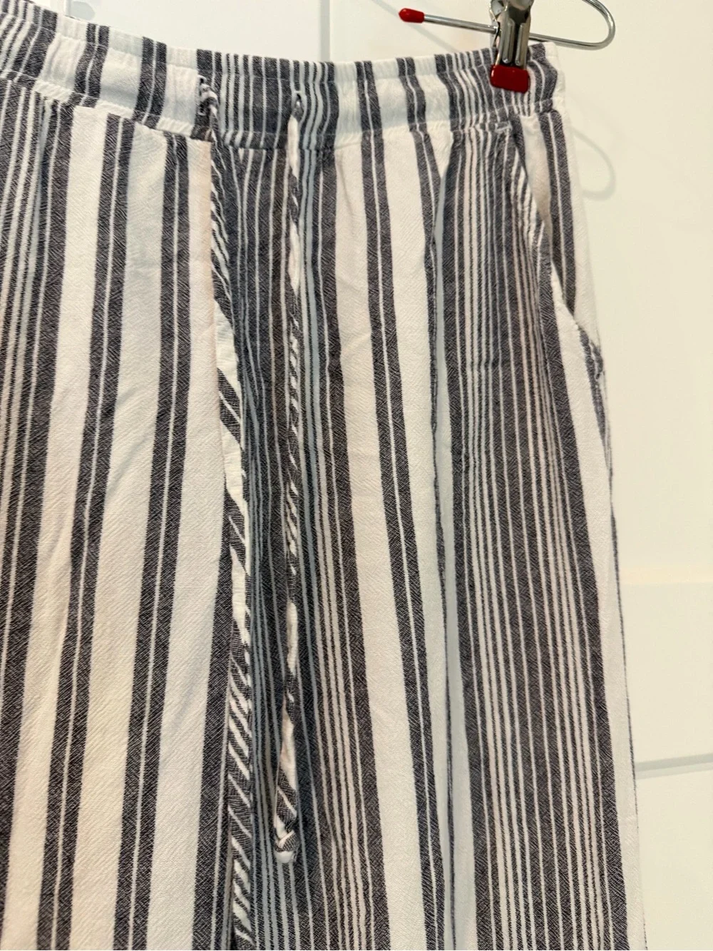 Striped Wide-Leg Drawstring Pants - Picture 7 of 11